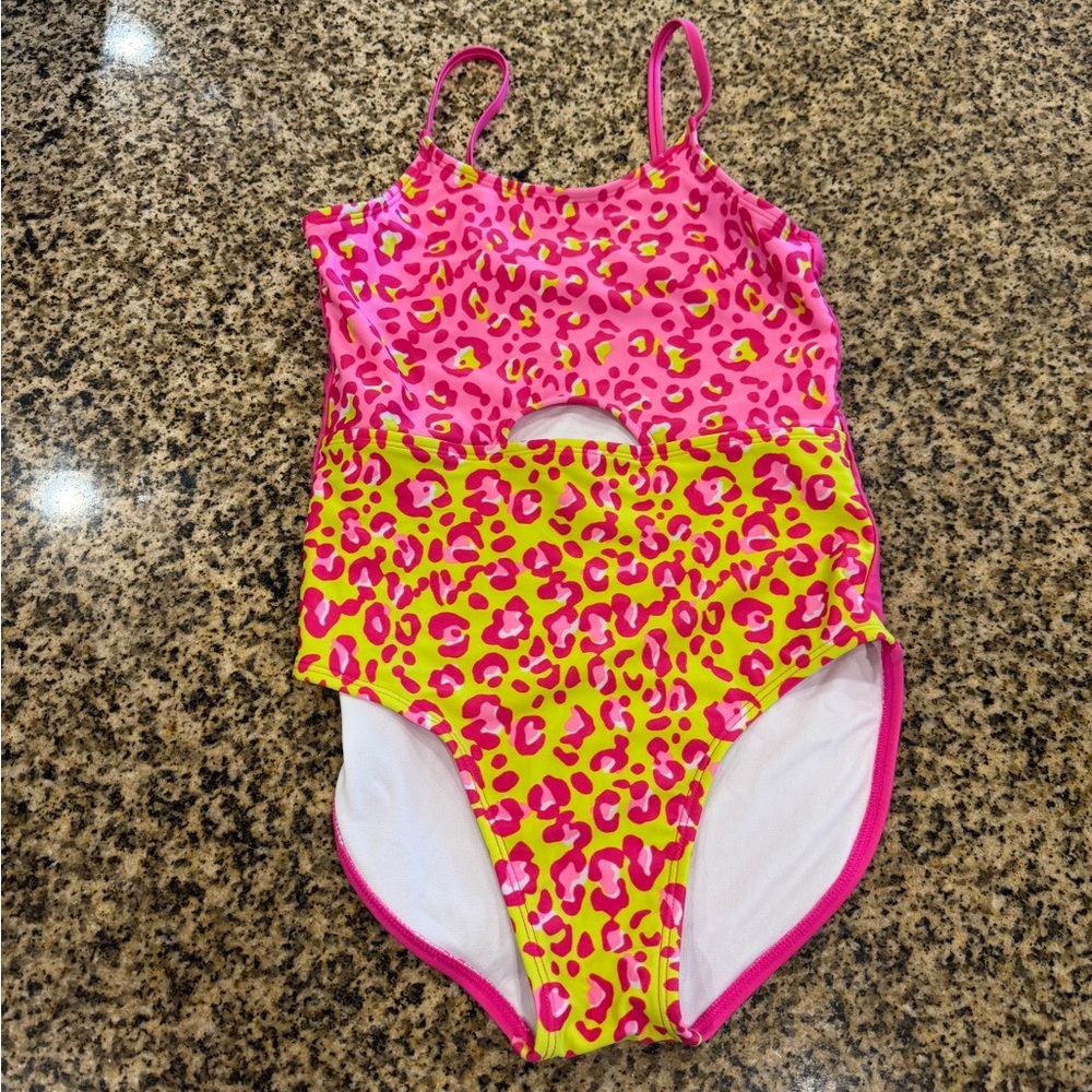 Cat & Jack Pink and Yellow Leopard Print Swimsuit Size‎ XL